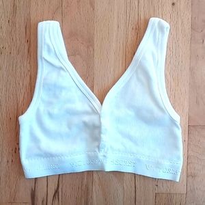 Vintage Victoria's Secret Stretch Rib Knit Logo Band Bralette White Size Small